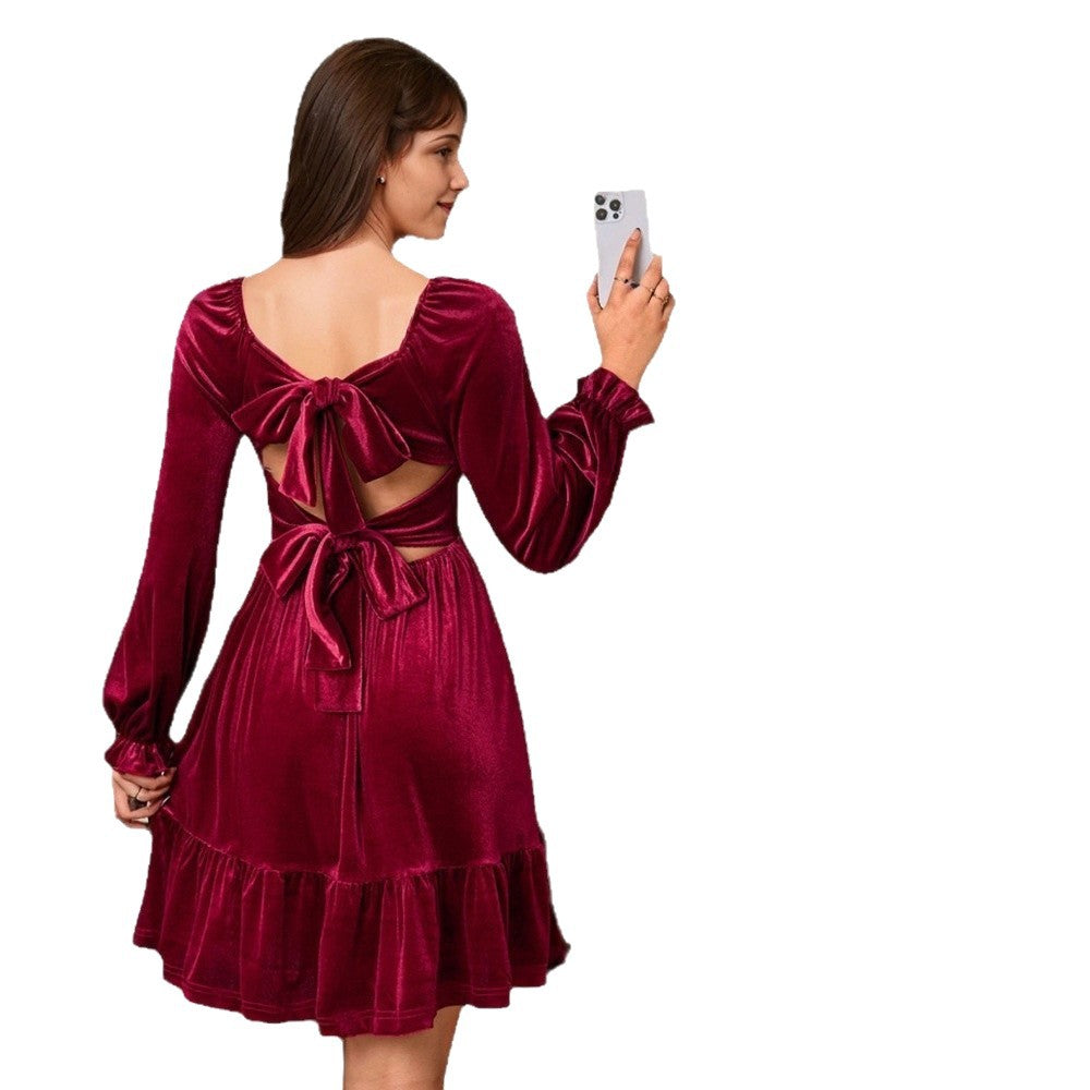 Women's Tiered Velvet Mini Party Dress (6)
