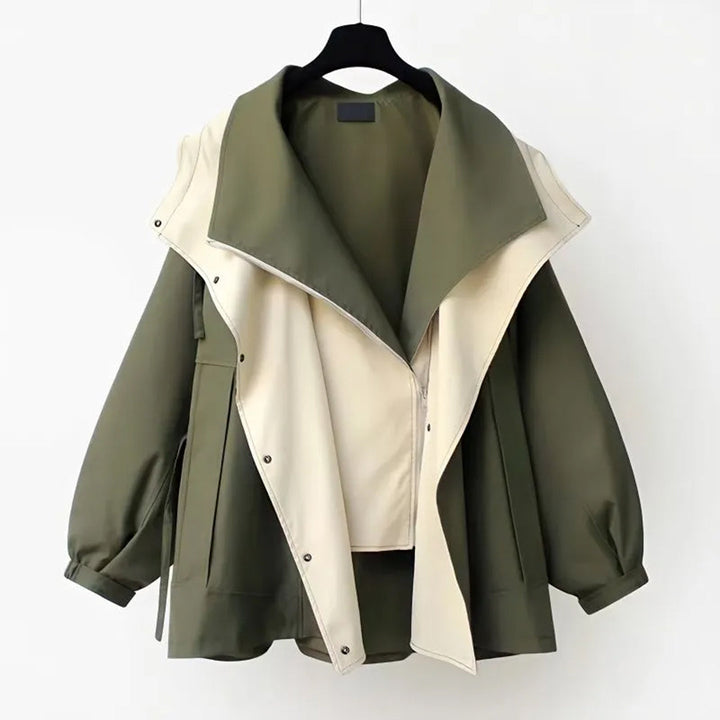 Women's Trench Coat for Autumn Commuting in Olive Green