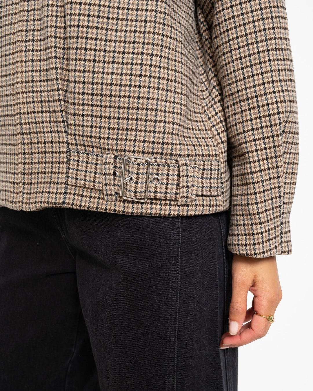 Women's Trench Coat in Checked Pattern in Beige 8