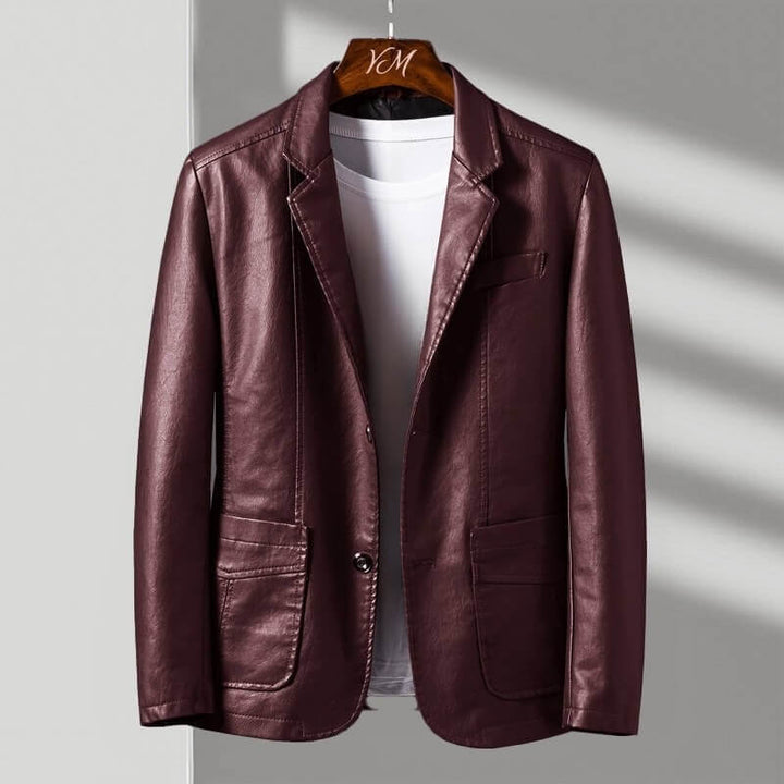 Women's Trench Coat in Italian Leather in Burgundy Red