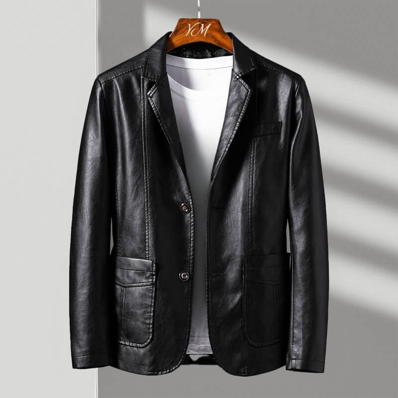 Women's Trench Coat in Italian Leather in Obsidian Black