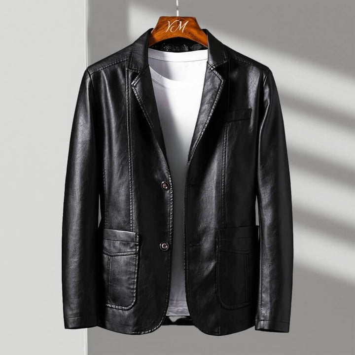 Women's Trench Coat in Italian Leather in Obsidian Black
