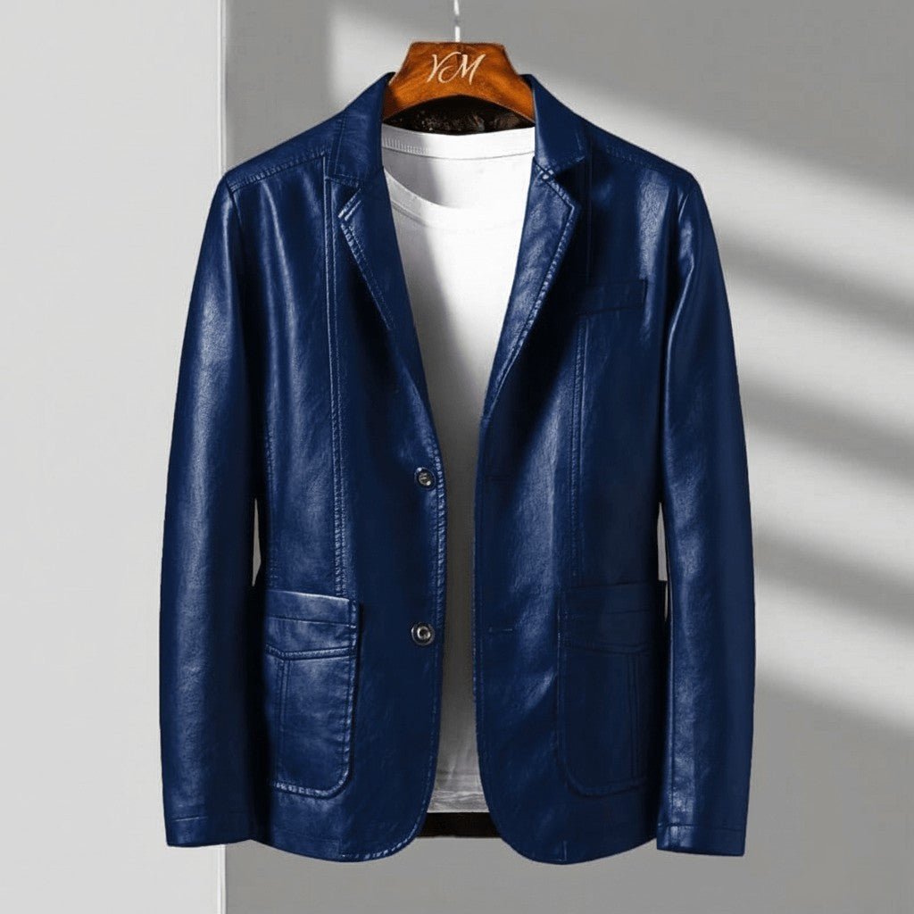 Women's Trench Coat in Italian Leather in Royal Blue