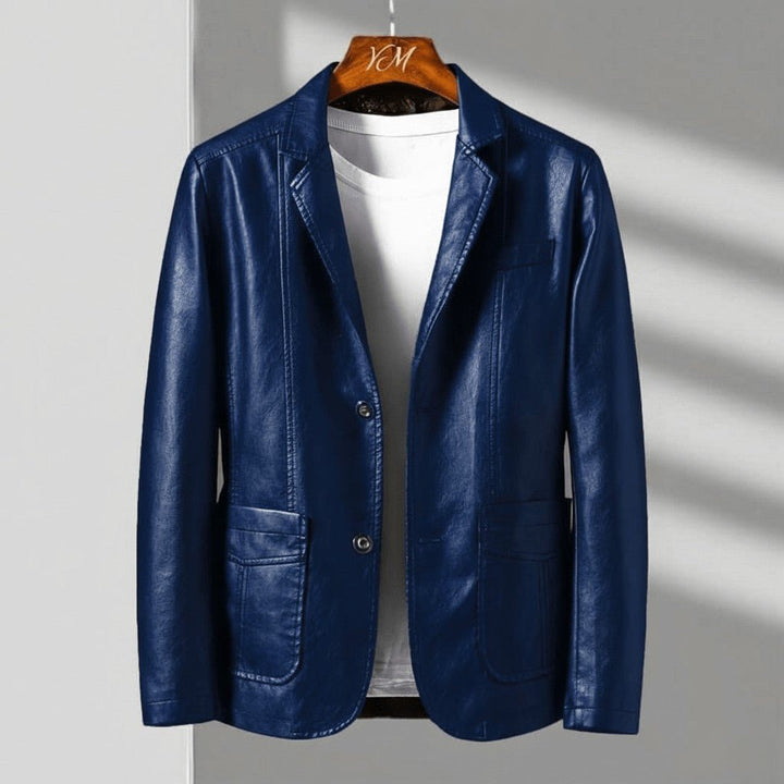 Women's Trench Coat in Italian Leather in Royal Blue