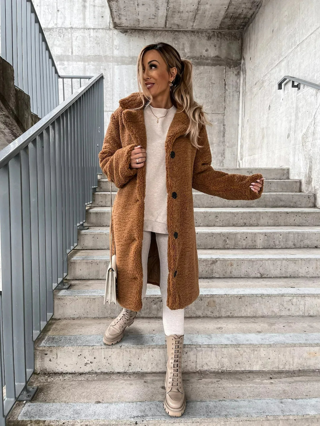 Women's Velvet Trench Coat for Autumn in Brown