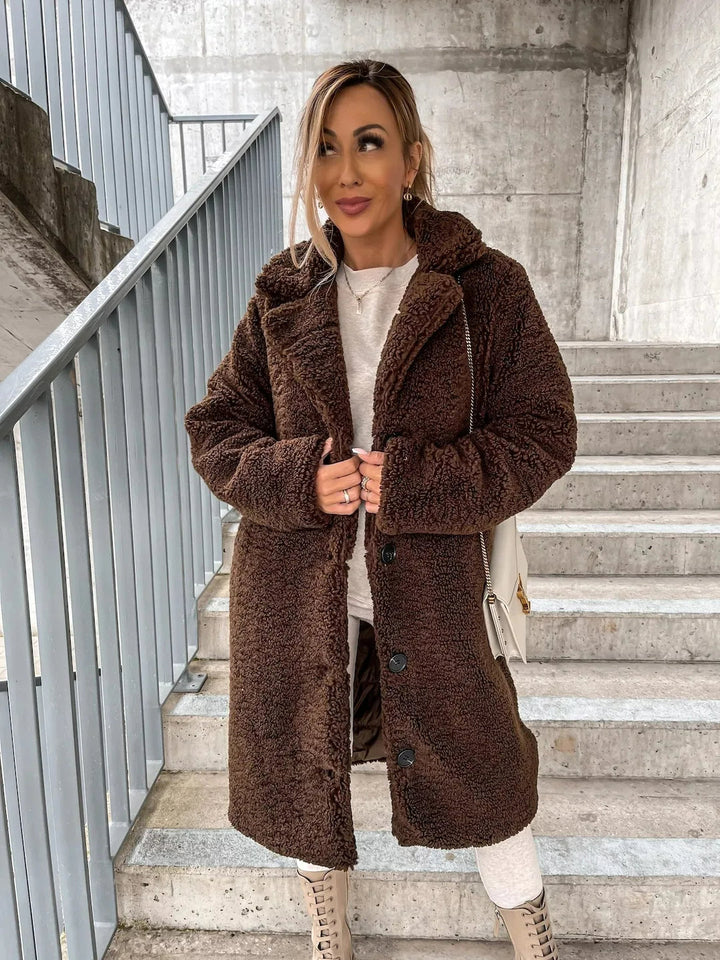 Women's Velvet Trench Coat for Autumn in Light Brown