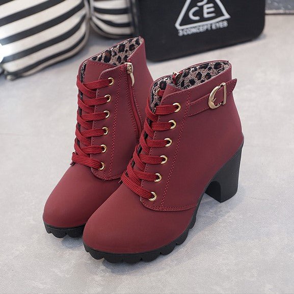 Women's Vintage Lace-up Platform Winter Boots (8)