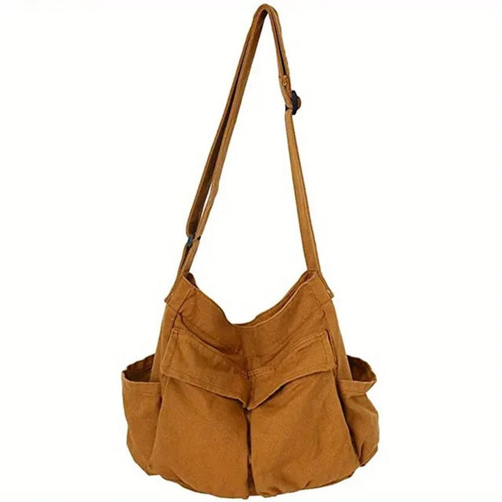 Women's Vintage Multi-Pocket Canvas Tote w kolorze Khaki
