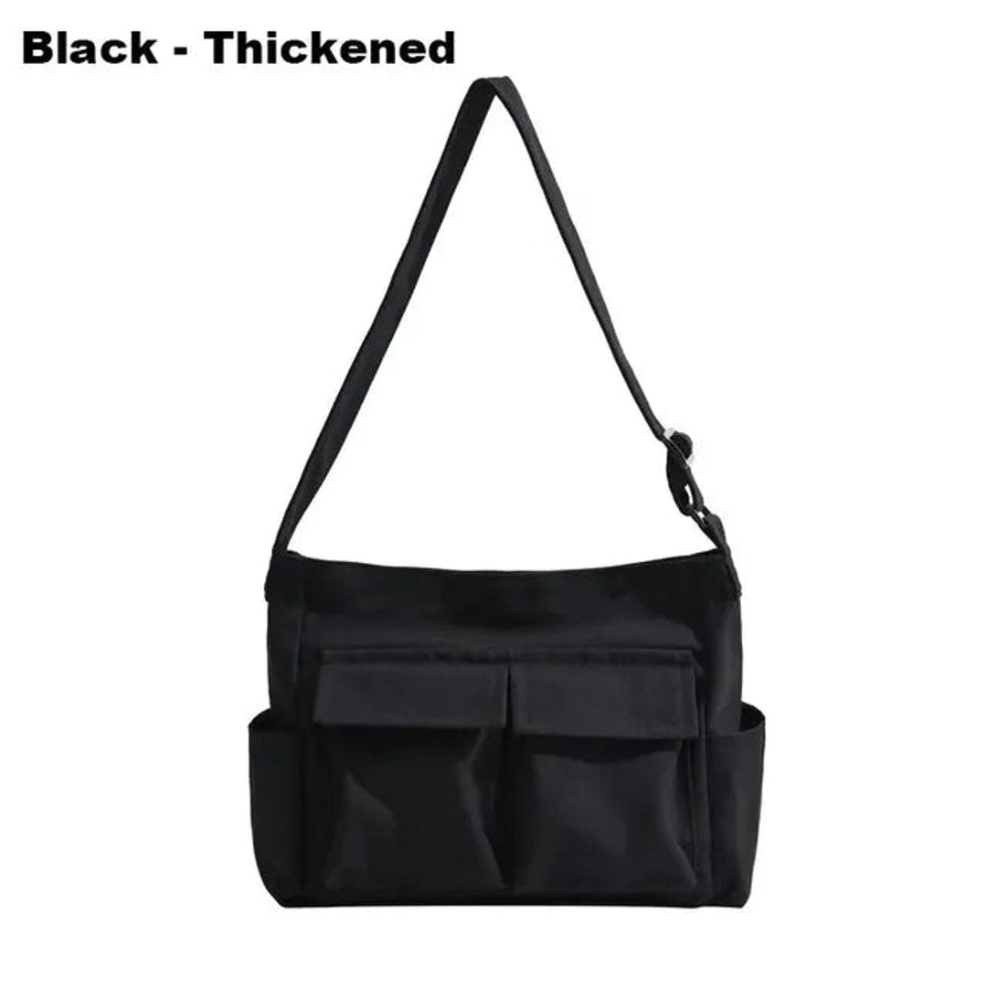 Women's Vintage Multi-Pocket Canvas Tote w kolorze Thickened in Black