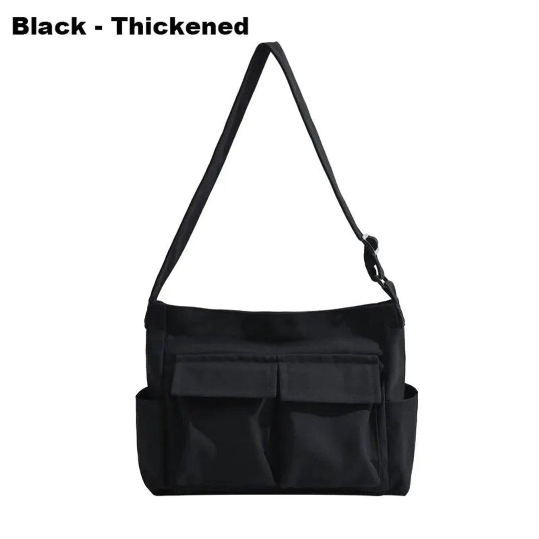 Women's Vintage Slouchy Canvas Tote w kolorze Black-Thickened