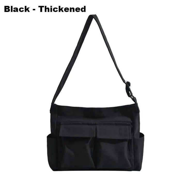 Women's Vintage Slouchy Canvas Tote w kolorze Black-Thickened