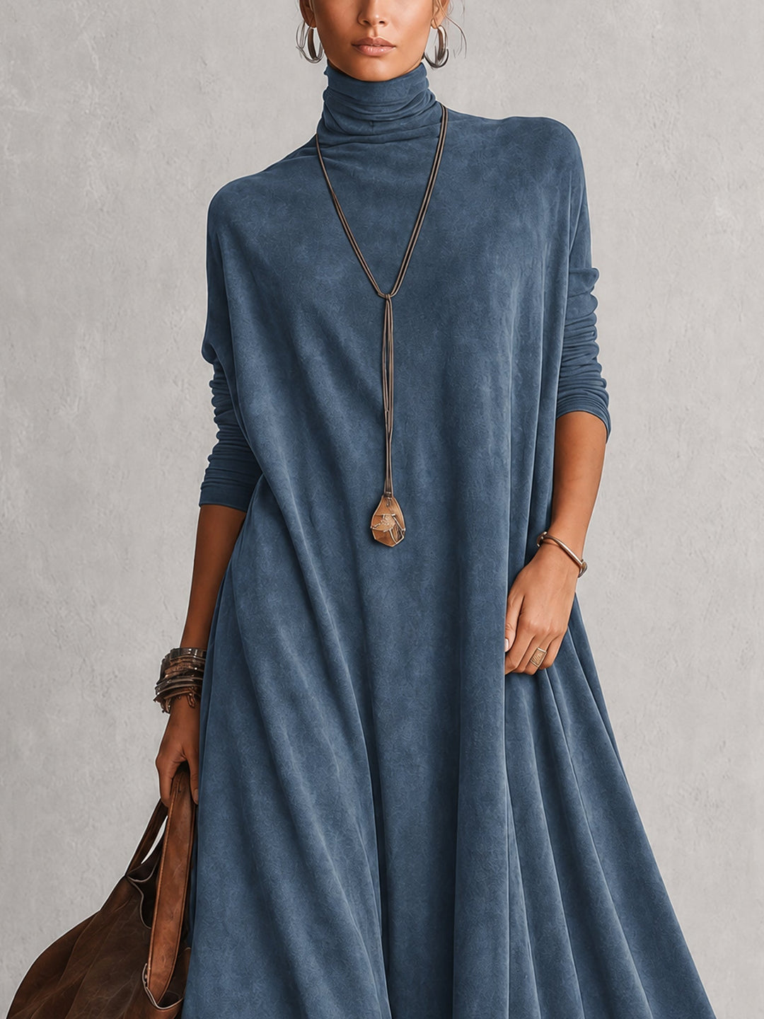 Women's Vintage Suede Maxi Dress for Evening Parties (11)