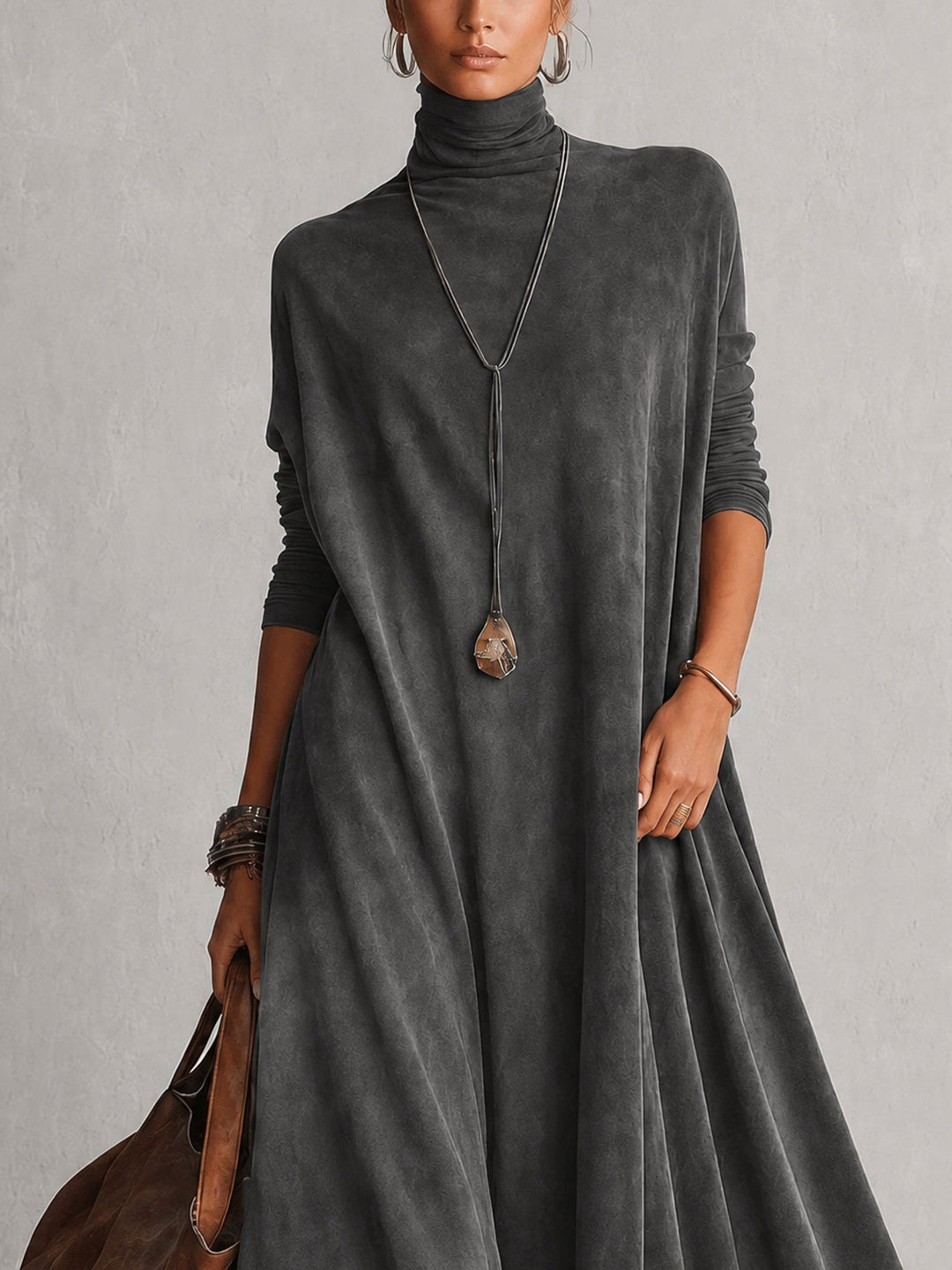 Women's Vintage Suede Maxi Dress for Evening Parties (17)