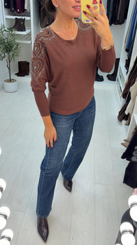 Lily | Women's Viscose Jumper Dress with Embellished Sleeve