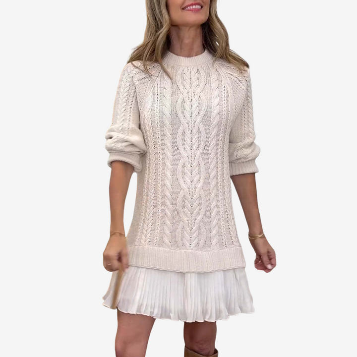 Women's Warm Jumper Dress for Everyday Autumn in Aprikose