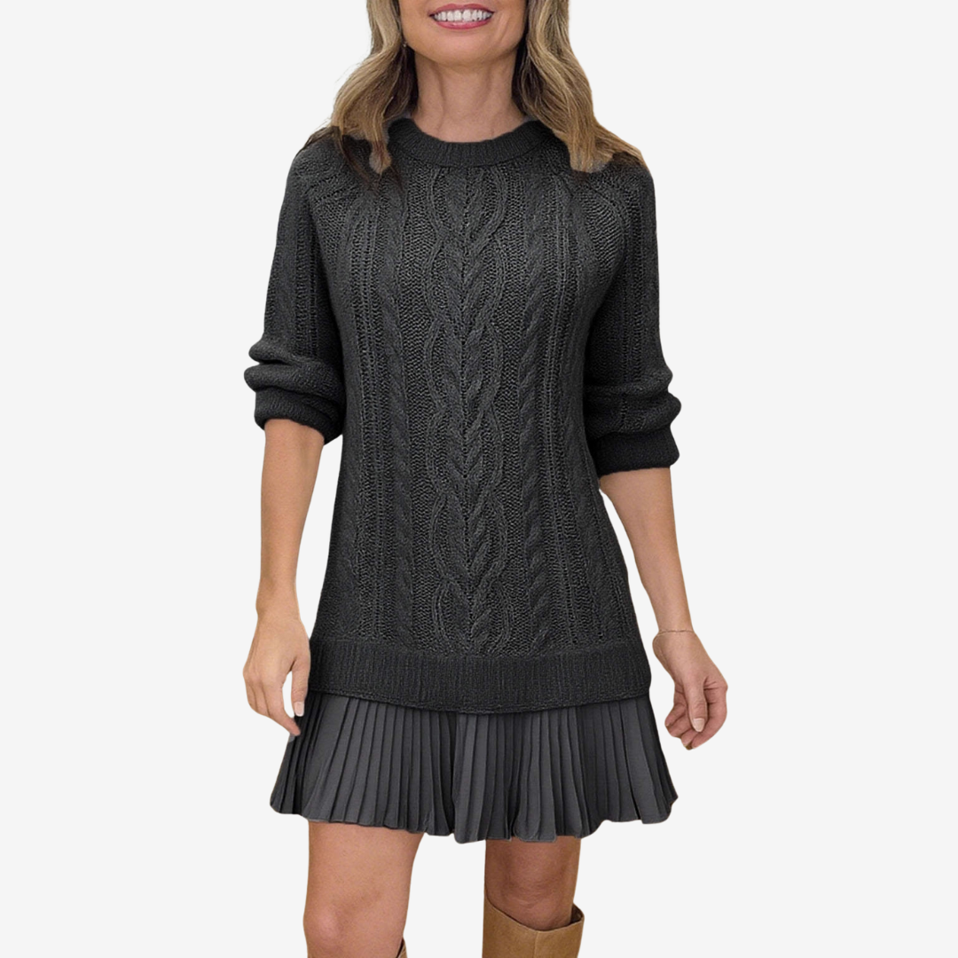 Women's Warm Jumper Dress for Everyday Autumn in Black