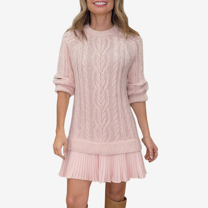 Women's Warm Jumper Dress for Everyday Autumn in Pink