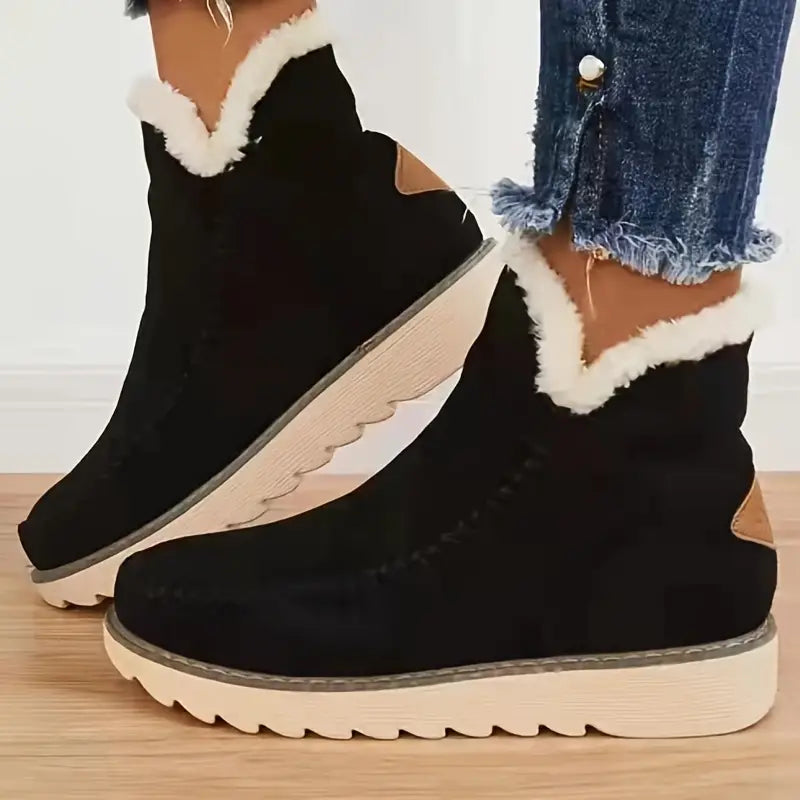 Women's Warm Suede Ankle Boots for Autumn in Black