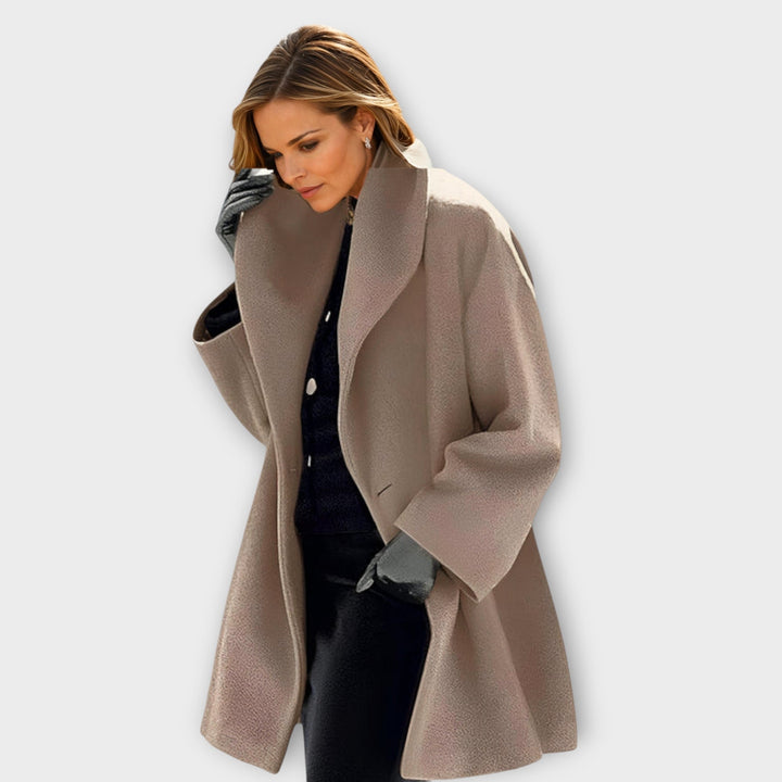 Women's Warm Winter Coat with Wide Collar in Khaki