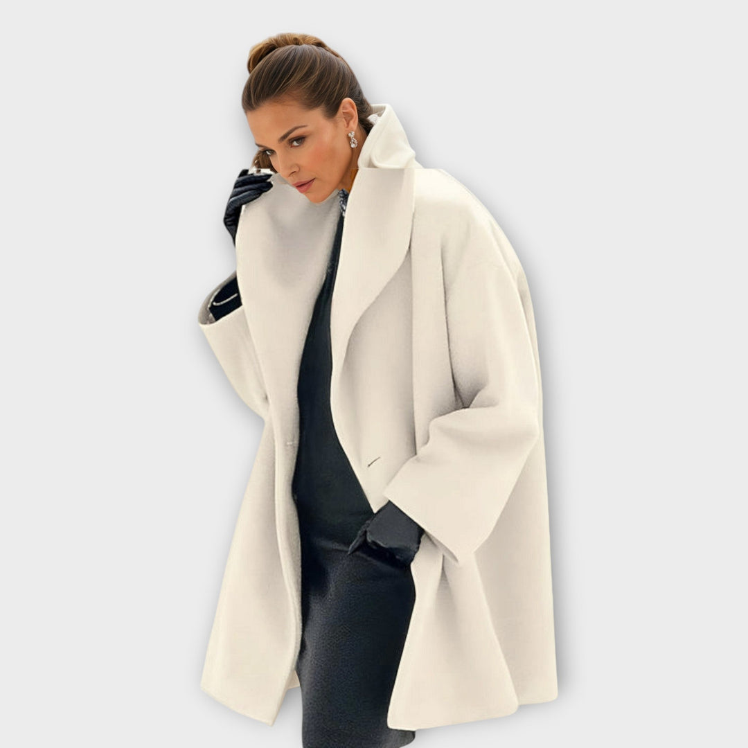Women's Warm Winter Coat with Wide Collar in White