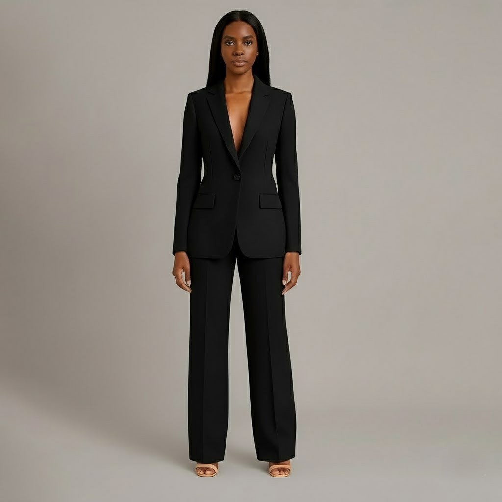 Women's Winter Coat Formal Tailored Blazer in Black 1