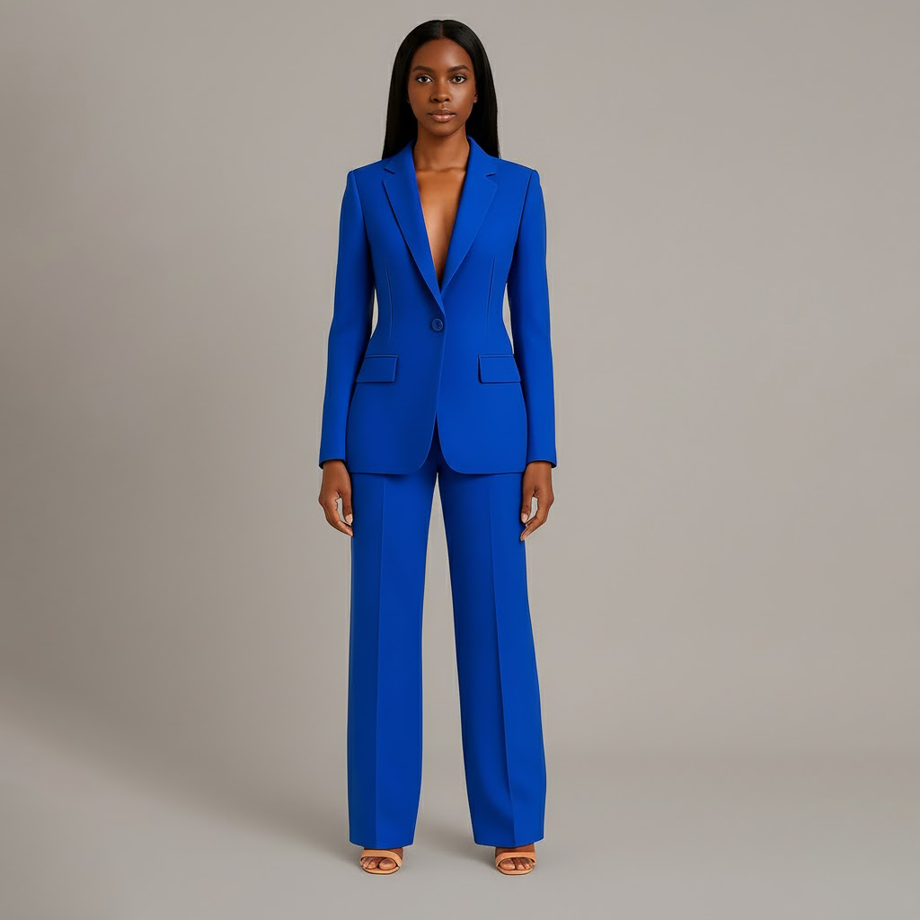 Women's Winter Coat Formal Tailored Blazer in Blue 1