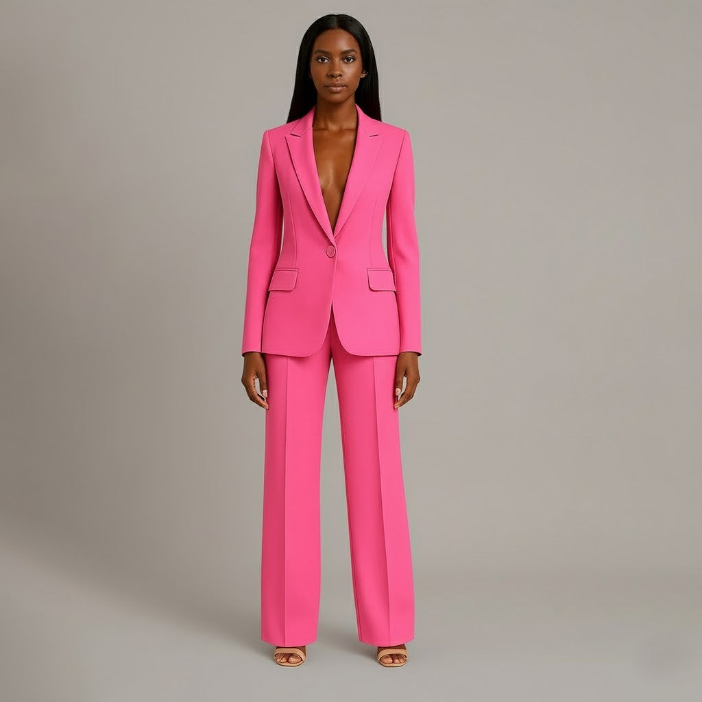 Women's Winter Coat Formal Tailored Blazer in Pink 1