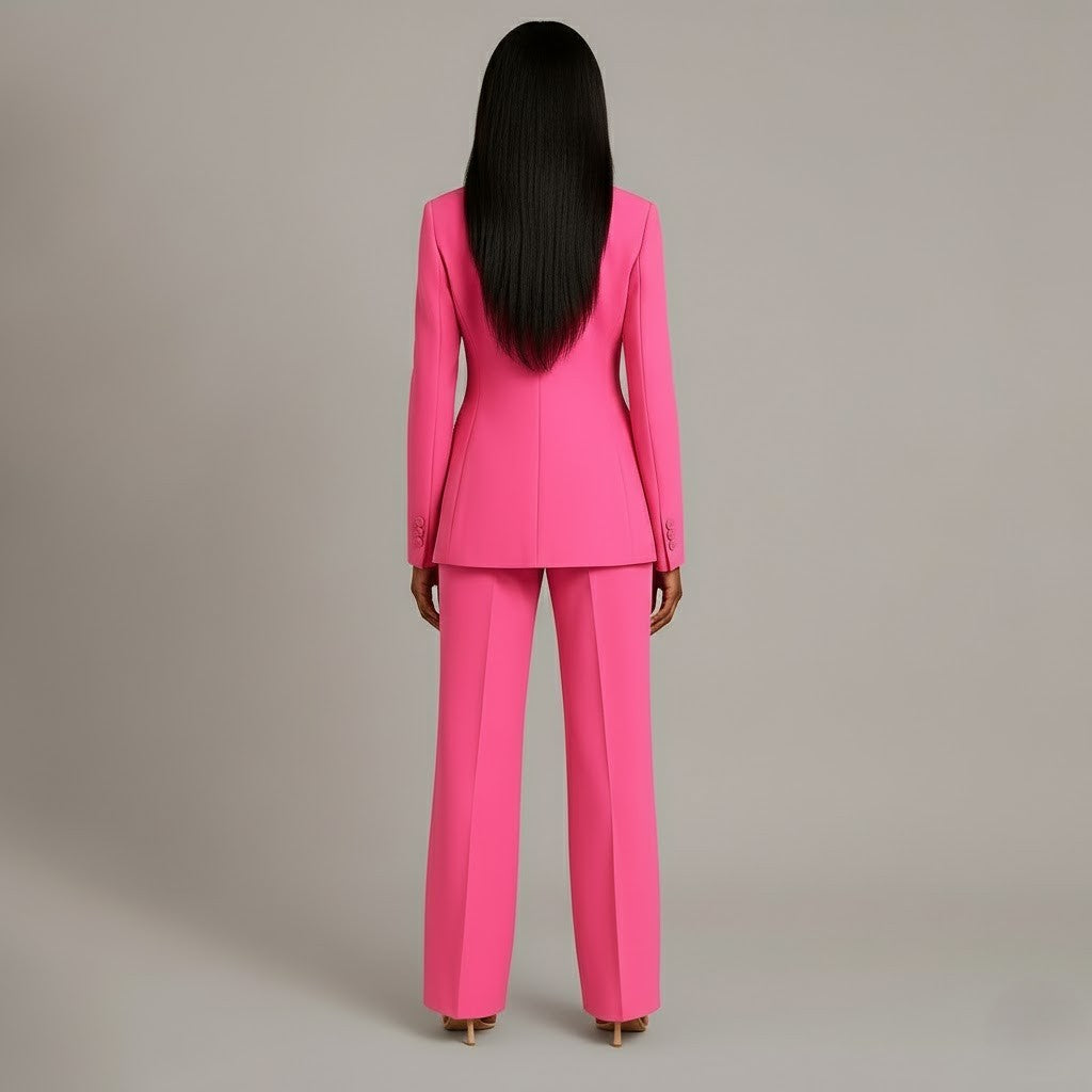 Women's Winter Coat Formal Tailored Blazer in Pink 3