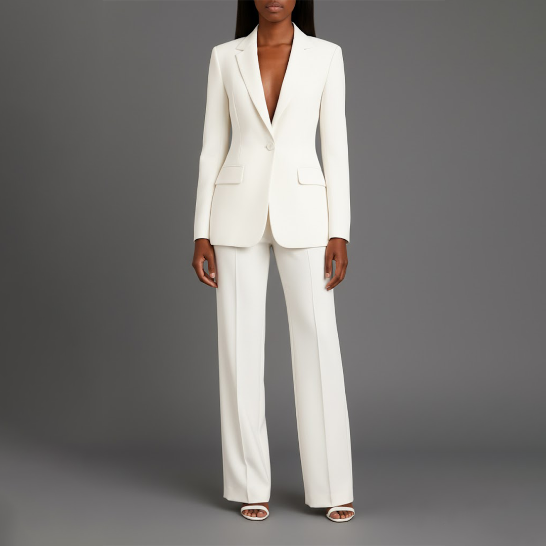 Women's Winter Coat Formal Tailored Blazer in White