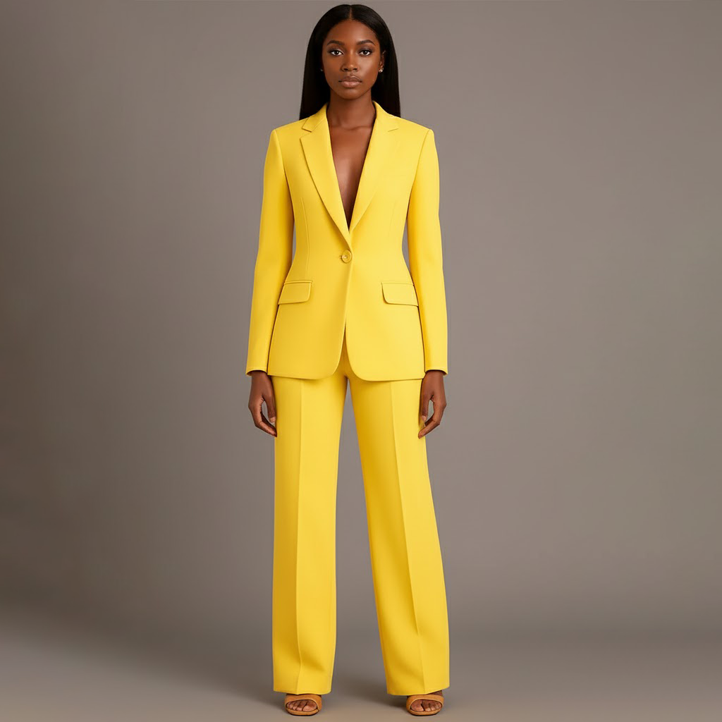 Women's Winter Coat Formal Tailored Blazer in Yellow 1