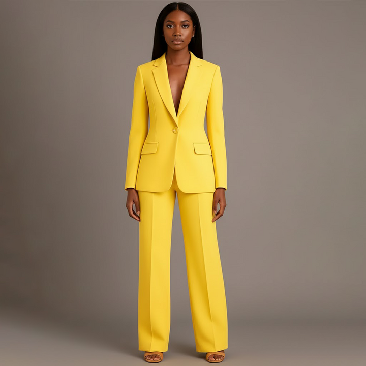 Women's Winter Coat Formal Tailored Blazer in Yellow 1