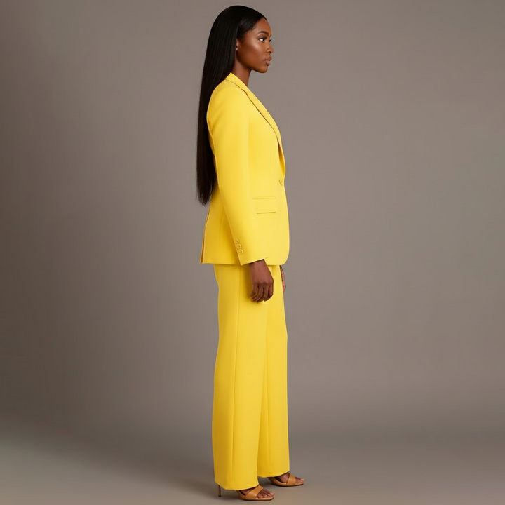 Women's Winter Coat Formal Tailored Blazer in Yellow 2