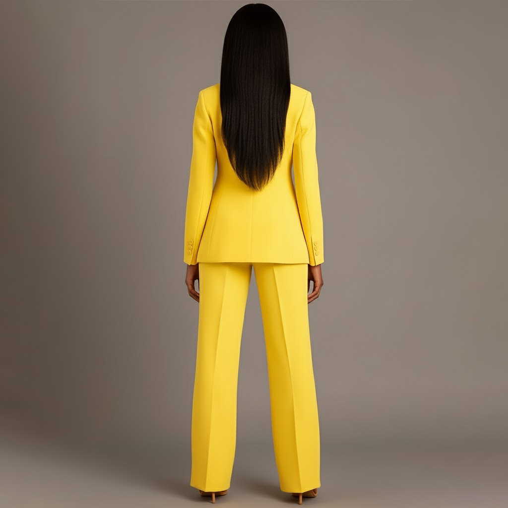 Women's Winter Coat Formal Tailored Blazer in Yellow 3