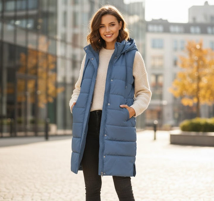 Women's Winter Coat Quilted Vest in Blue