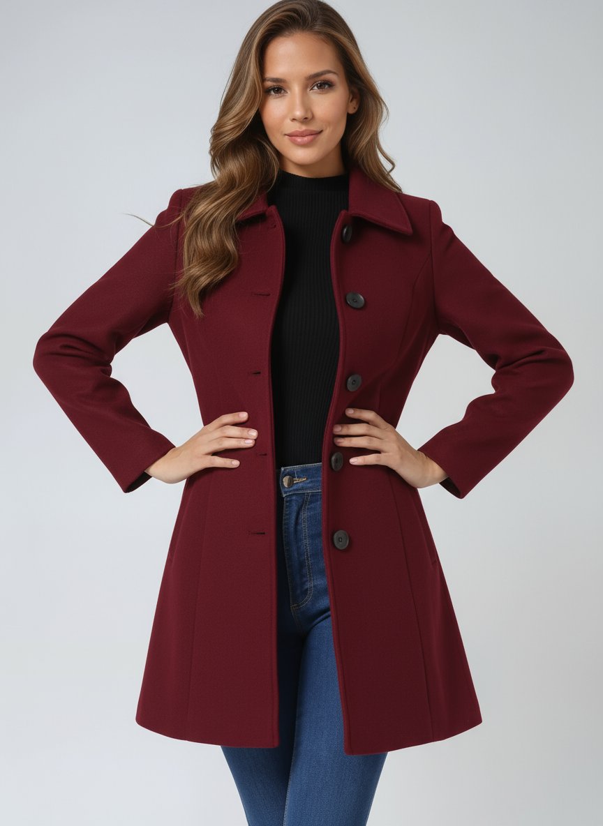 Women's Winter Coat with Tailored Mid-Length Silhouette (7)