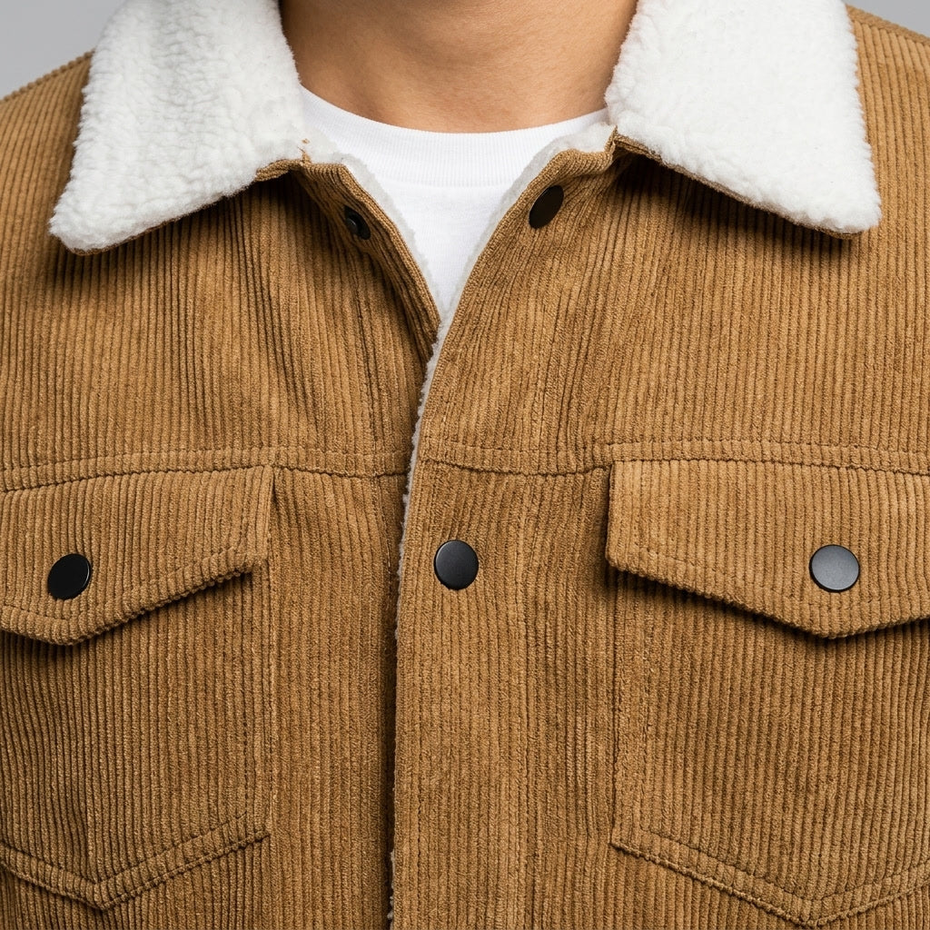 Women's Winter Corduroy Trench Coat in Brown 2
