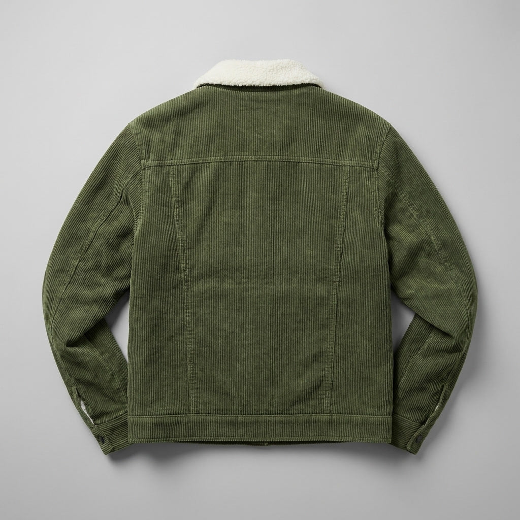 Women's Winter Corduroy Trench Coat in Green 3