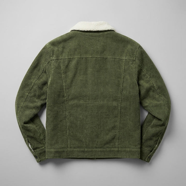 Women's Winter Corduroy Trench Coat in Green 3