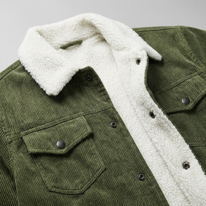 Women's Winter Corduroy Trench Coat in Green 4