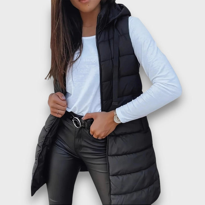 Women's Winter Quilted Coat Vest in Black