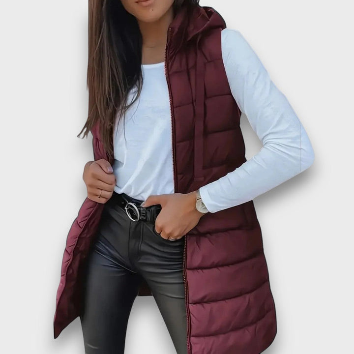Women's Winter Quilted Coat Vest in Kastanienbraun