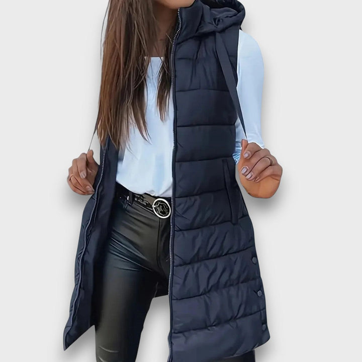 Women's Winter Quilted Coat Vest in Navy