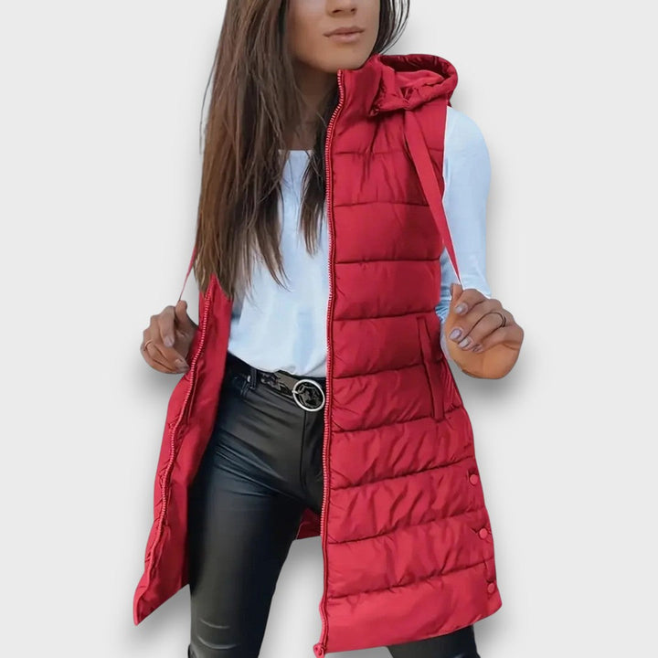 Women's Winter Quilted Coat Vest in Red