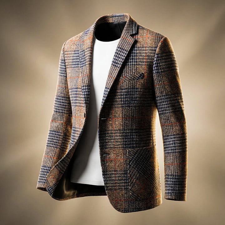 Women's Wool Houndstooth Blazer for the Office in Brown