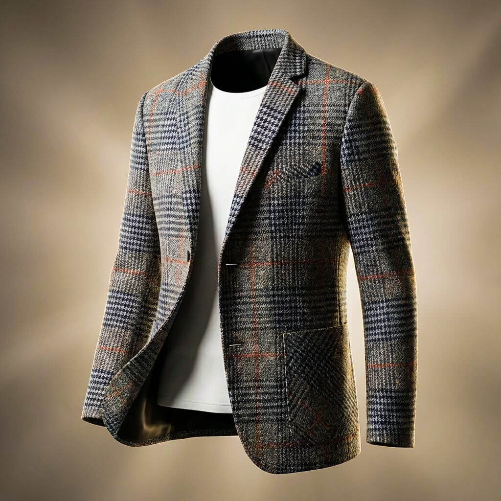 Women's Wool Houndstooth Blazer for the Office in Grey