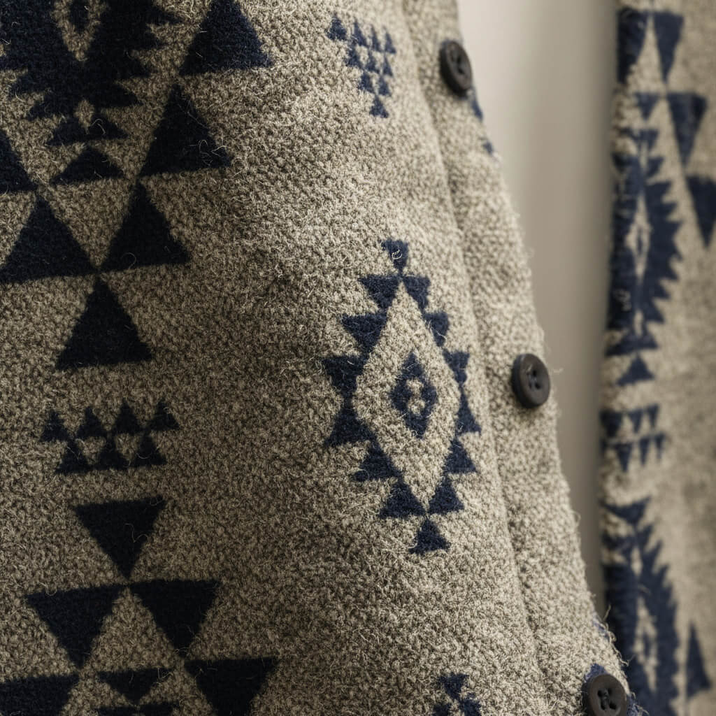 Women's Wool Trench Coat with Southwestern Flair (5)