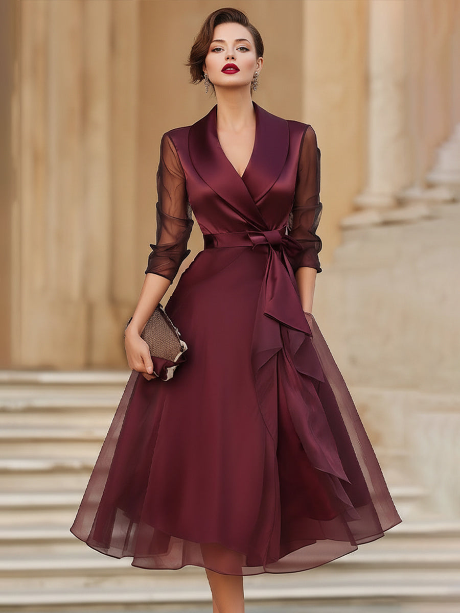 Women's Wrap Midi Dress for Evening Parties (4)