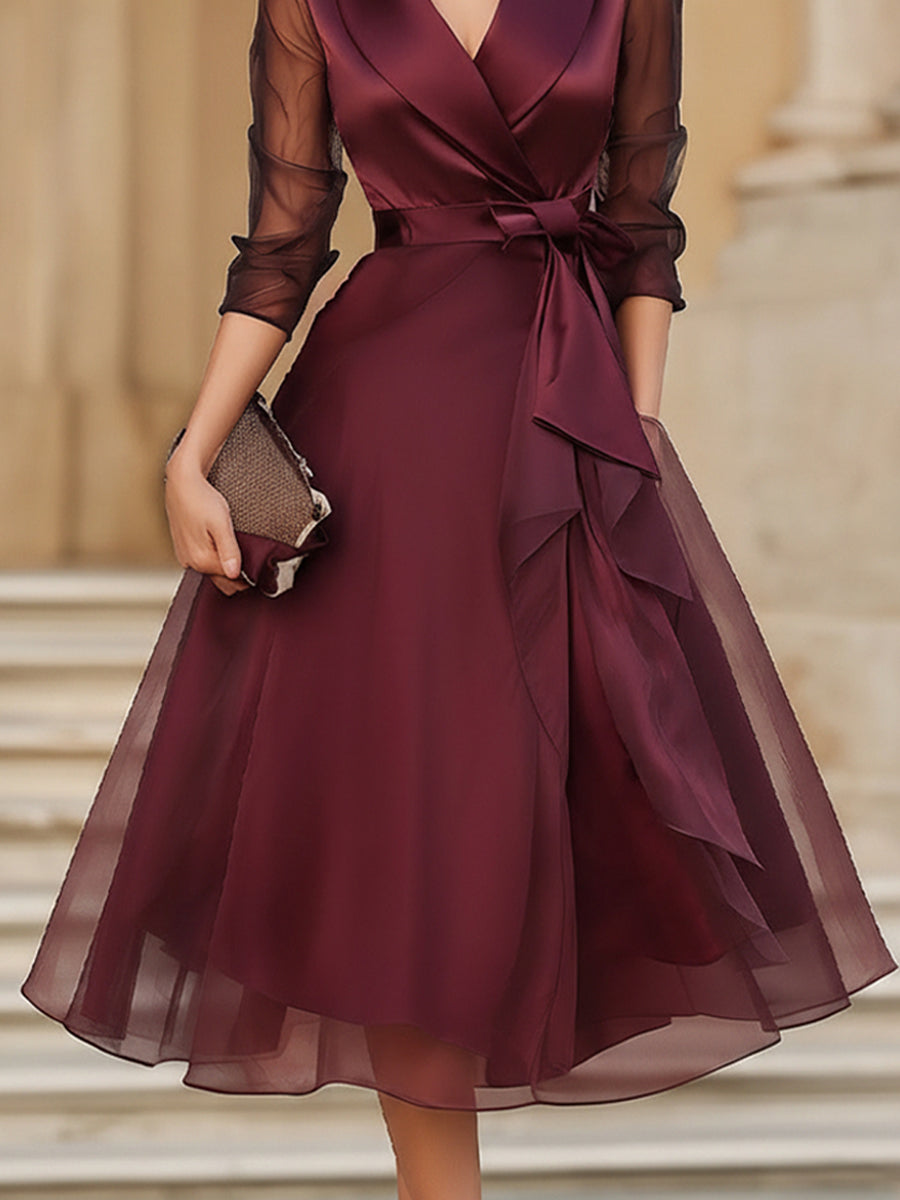 Women's Wrap Midi Dress for Evening Parties (5)